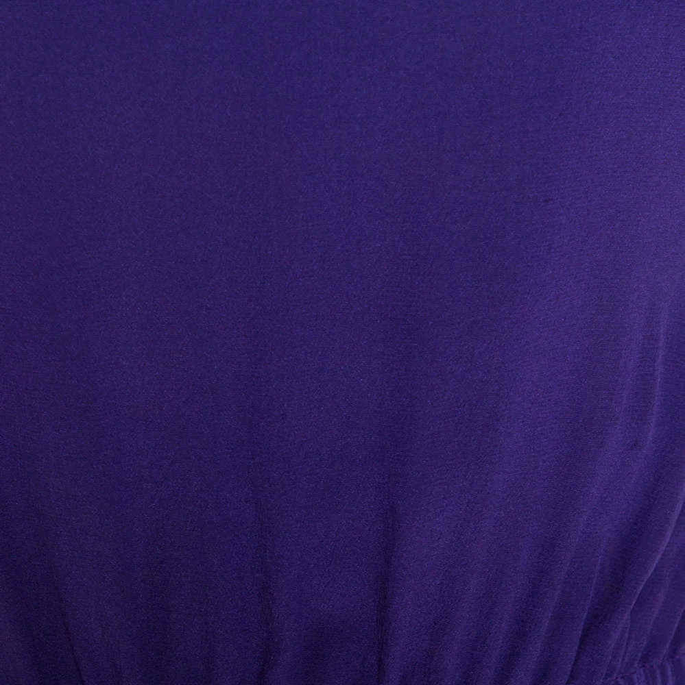 Emporio Armani Purple Silk Open Back Detail Puff Sleeve Dress M For Women 6 Emporio Armani Purple Silk Open Back Detail Puff Sleeve Dress M For Women - Image 4