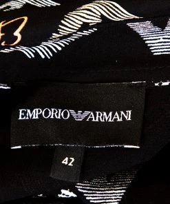 Emporio Armani Black Chiffon Logo Print Sheer Blouse M For Women -Emporio Armani sale luxury women emporio armani used clothes p275407 002