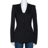 Emporio Armani Black Stretch Knit Three Button Blazer S For Women -Emporio Armani sale luxury women emporio armani used clothes p277615 006