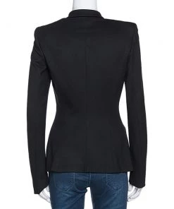 Emporio Armani Black Stretch Knit Three Button Blazer S For Women -Emporio Armani sale luxury women emporio armani used clothes p277615 007