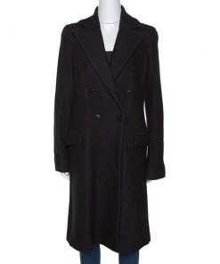 Emporio Armani Black Wool Double Breasted Coat M For Women