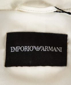 Emporio Armani Cream Leather Single Button Blazer S For Women -Emporio Armani sale luxury women emporio armani used clothes p281399 004