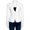 Emporio Armani Cream Leather Single Button Blazer S For Women