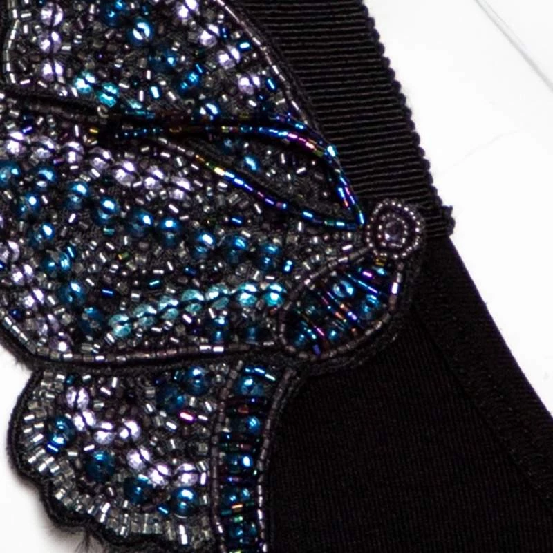 Emporio Armani Black Jersey Beaded Butterfly Applique Top M For Women 7 Emporio Armani Black Jersey Beaded Butterfly Applique Top M For Women - Image 5