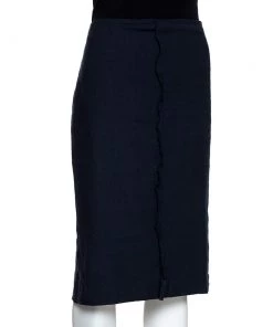 Emporio Armani Navy Blue Linen Fitted Skirt L For Women -Emporio Armani sale luxury women emporio armani used clothes p281488 004
