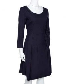 Emporio Armani Navy Blue Stretch Crepe A Line Dress M For Women -Emporio Armani sale luxury women emporio armani used clothes p294857 001