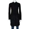 Emporio Armani Black Wool Cutout Detail Mid Length Coat S For Women -Emporio Armani sale luxury women emporio armani used clothes p299691 003