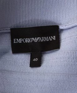 Emporio Armani Lilac Rib Knit Bow Detail Zip Front Cardigan S For Women -Emporio Armani sale luxury women emporio armani used clothes p301666 003