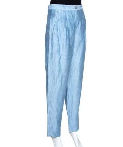 Emporio Armani Light Blue Linen High Waist Pants S For Women -Emporio Armani sale luxury women emporio armani used clothes p301674 1593714373 005