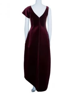 Emporio Armani Crimson Neoprene Velvet Structured Gown S For Women -Emporio Armani sale luxury women emporio armani used clothes p3017 003
