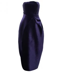 Emporio Armani Purple Neoprene Velvet Cocktail Gown S For Women