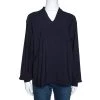 Emporio Armani Navy Blue Crepe Long Sleeve Blouse M For Women -Emporio Armani sale luxury women emporio armani used clothes p312612 001