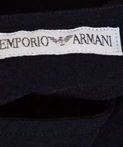 Emporio Armani Navy Blue Crepe Long Sleeve Blouse M For Women -Emporio Armani sale luxury women emporio armani used clothes p312612 005