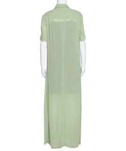 Emporio Armani Light Green Crepe Maxi Shirt Dress M For Women -Emporio Armani sale luxury women emporio armani used clothes p312701 007