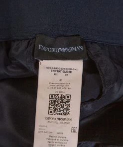 Emporio Armani Navy Blue Stretch Wool Elasticized Waist Trousers M For Women -Emporio Armani sale luxury women emporio armani used clothes p312844 003