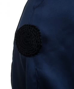 Emporio Armani Navy Silk Dress With Black Floral Embellishment For Women -Emporio Armani sale luxury women emporio armani used clothes p32101 006