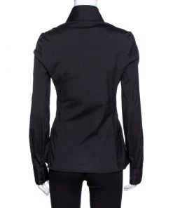 Emporio Armani Black Stretch Cotton Bow Detail Shirt M For Women -Emporio Armani sale luxury women emporio armani used clothes p325910 1599894325 007