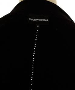 Emporio Armani Black Cardigan With White Trim S For Women -Emporio Armani sale luxury women emporio armani used clothes p32774 003