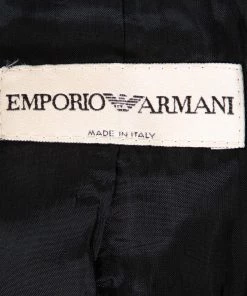 Emporio Armani Charcoal Grey Textured Crepe Fitted Blazer S For Women -Emporio Armani sale luxury women emporio armani used clothes p330673 004