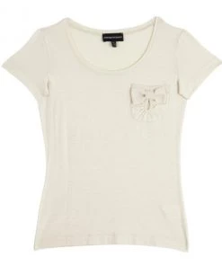 Emporio Armani Beige Pocket T-Shirt With Bow For Women