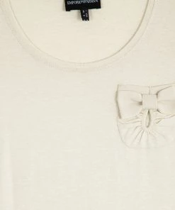 Emporio Armani Beige Pocket T-Shirt With Bow For Women -Emporio Armani sale luxury women emporio armani used clothes p33566 004