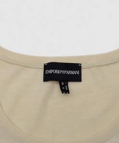 Emporio Armani Beige Pocket T-Shirt With Bow For Women -Emporio Armani sale luxury women emporio armani used clothes p33566 005