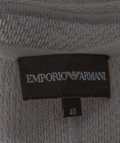 Emporio Armani Smoke Grey Knit Zip Front Jacket S For Women -Emporio Armani sale luxury women emporio armani used clothes p347376 002
