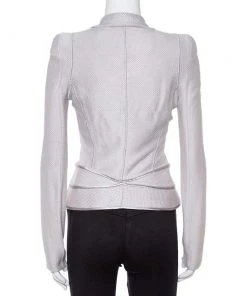 Emporio Armani Smoke Grey Knit Zip Front Jacket S For Women -Emporio Armani sale luxury women emporio armani used clothes p347376 005