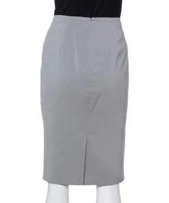 Emporio Armani Grey Stretch Crepe Pencil Skirt M For Women -Emporio Armani sale luxury women emporio armani used clothes p347441 006