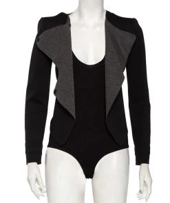 Emporio Armani Black Knit Double Breasted Bodysuit Jacket S For Women -Emporio Armani sale luxury women emporio armani used clothes p348624 011