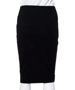 Emporio Armani Black Jersey Pleat Front Pencil Skirt S For Women -Emporio Armani sale luxury women emporio armani used clothes p351040 004