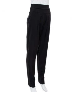Emporio Armani Black Wool High Waist Tapered Trousers S For Women -Emporio Armani sale luxury women emporio armani used clothes p351059 001