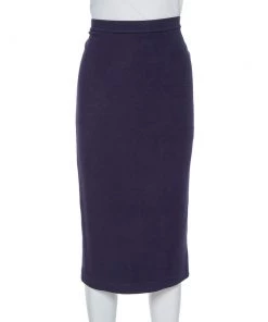 Emporio Armani Navy Blue Knit Pencil Skirt M For Women