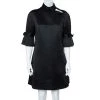 Emporio Armani Black Silk Blend Mock Neck Bow Sleeve Detail Midi Dress L For Women