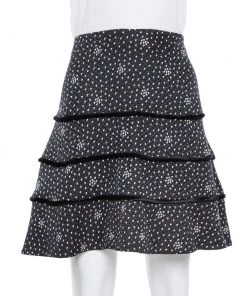 Emporio Armani Black Textured Silk Tiered Short Skirt M For Women