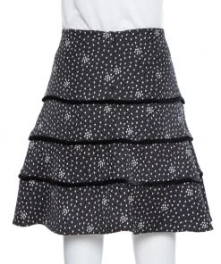 Emporio Armani Black Textured Silk Tiered Short Skirt M For Women -Emporio Armani sale luxury women emporio armani used clothes p366220 006