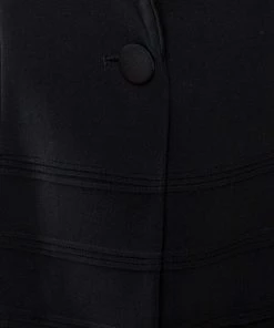 Emporio Armani Black Crepe Pintuck Detail Blazer S For Women -Emporio Armani sale luxury women emporio armani used clothes p366225 003