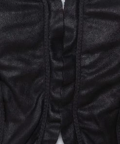 Emporio Armani Black Leather Ruffled Crop Jacket M For Women -Emporio Armani sale luxury women emporio armani used clothes p366296 002