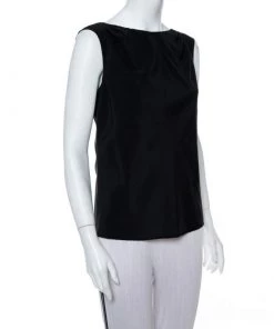 Emporio Armani Black Stretch Silk Sleeveless Top M For Women -Emporio Armani sale luxury women emporio armani used clothes p368811 1608130222 006