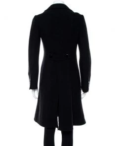 Emporio Armani Black Wool Button Front Knee Length Coat M For Women -Emporio Armani sale luxury women emporio armani used clothes p368975 003