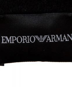 Emporio Armani Black Wool Button Front Knee Length Coat M For Women -Emporio Armani sale luxury women emporio armani used clothes p368975 006