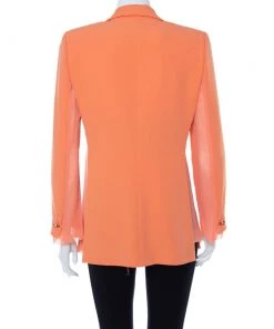 Emporio Armani Orange Crepe Sheer Paneled Detail Blazer M For Women -Emporio Armani sale luxury women emporio armani used clothes p368996 001
