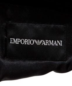 Emporio Armani Black Velvet Quilt Detail Stand Collar Jacket L For Women -Emporio Armani sale luxury women emporio armani used clothes p369005 006