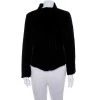 Emporio Armani Black Velvet Quilt Detail Stand Collar Jacket L For Women
