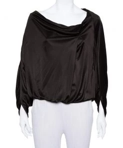 Emporio Armani Black Jersey Button Detail Oversized Top S For Women