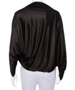 Emporio Armani Black Jersey Button Detail Oversized Top S For Women -Emporio Armani sale luxury women emporio armani used clothes p386781 004