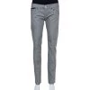 Emporio Armani Grey Cotton 5 Pocket Detail Tapered Leg Trousers L For Women