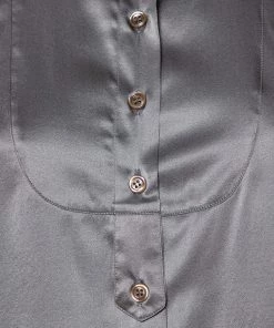 Emporio Armani Grey Silk Satin Button Front Paneled Sleeveless Shirt M For Women -Emporio Armani sale luxury women emporio armani used clothes p394103 005