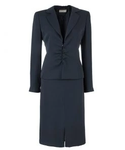 Emporio Armani Black Ruched Front Skirt Suit M For Women