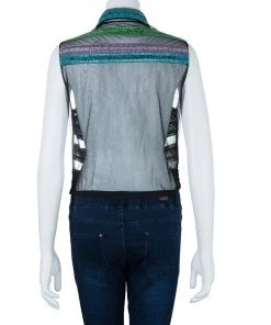 Emporio Armani Beaded Sleeveless Top S For Women -Emporio Armani sale luxury women emporio armani used clothes p41215 0003